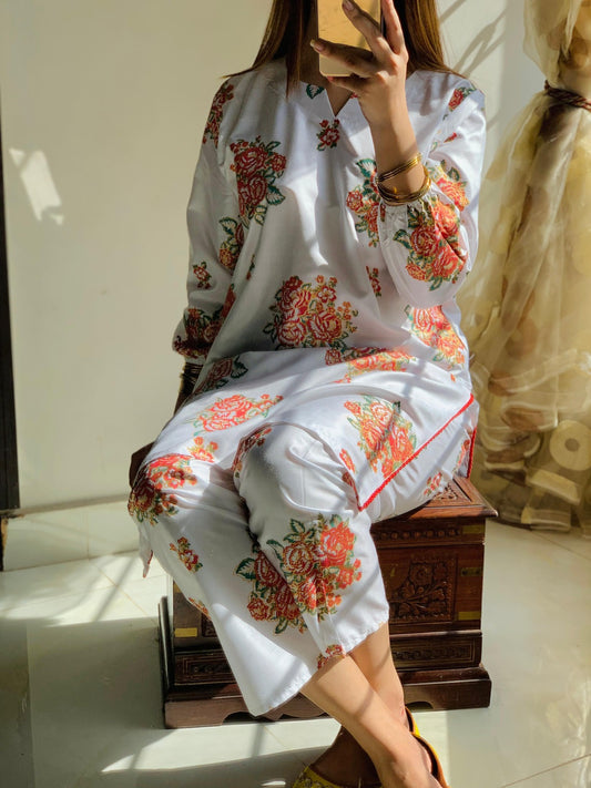 Gulab Printed Stitched Shirt With Trouser